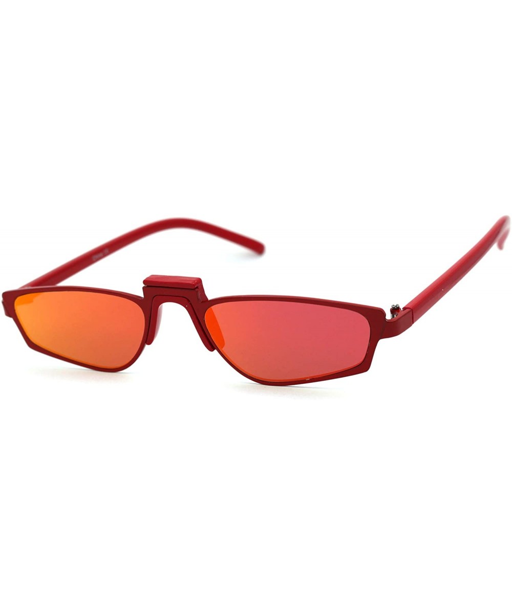 Retro Vintage Style Rectangular Dad Shade Sunglasses - Red Red Mirror - CQ1959INA0W $9.33 Rectangular