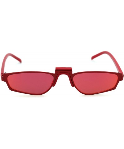 Retro Vintage Style Rectangular Dad Shade Sunglasses - Red Red Mirror - CQ1959INA0W $9.33 Rectangular