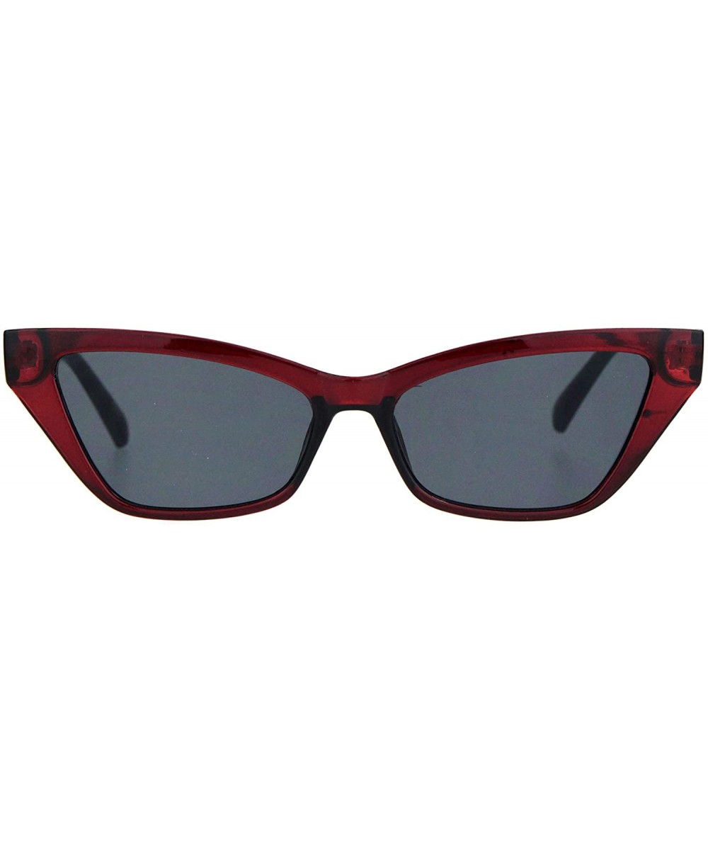 Wide Trapezoid Cateye Frame Sunglasses Womens Chic Fashion Shades UV 400 - Burgundy - CD18T9ZID8N $6.11 Rectangular