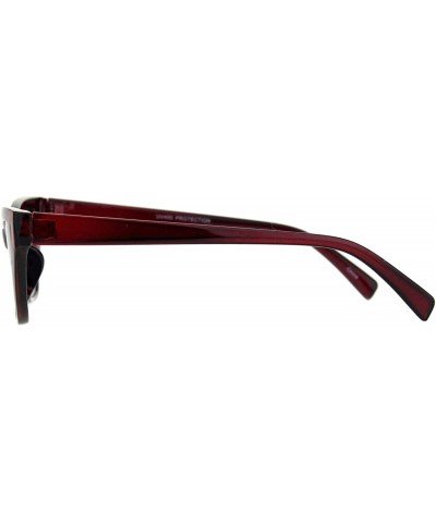 Wide Trapezoid Cateye Frame Sunglasses Womens Chic Fashion Shades UV 400 - Burgundy - CD18T9ZID8N $6.11 Rectangular