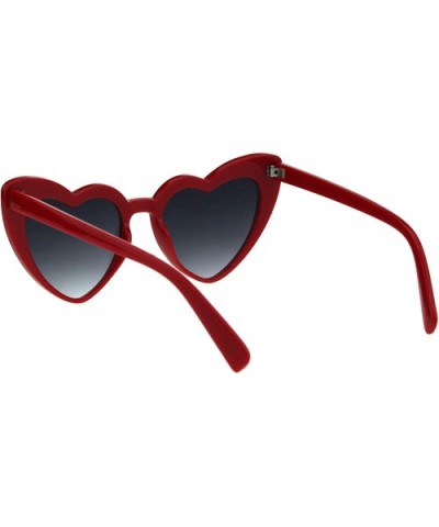 Rhinestones Heart Shape Cateye Sunglasses Womens Fashion Shades UV 400 - Red - CR18R7AOX3D $7.78 Oversized