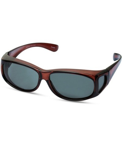 Sunglasses Wear Over Prescription Glasses Extra Small Brown Frame with Smoke Polarized Lens - C211LPTTJBD $10.86 Shield
