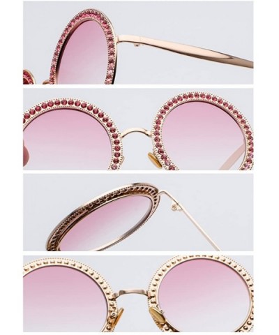 New Women's Oversized Round Siamond Sunglasses Metal Frame Polycarbonate lens Sunglasses - Black Grey - CB18TRQIWTK $9.96 Oval