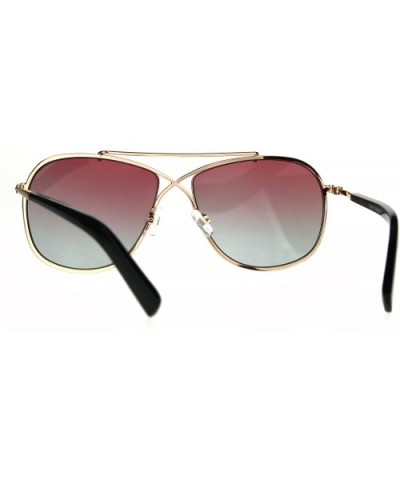 Rectangular Pilots Luxury Fashion Metal Rim Gradient Sunglasses - Gold Pink Blue - CT188I0DY55 $9.61 Rectangular