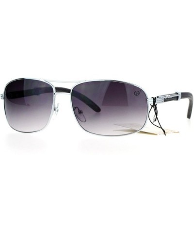 Unisex Navigator Sunglasses Vintage Fashion Square Rectangular Frame - Silver (Smoke) - CA1885235EG $9.92 Square