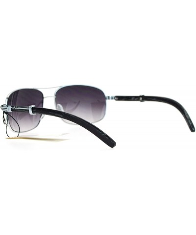 Unisex Navigator Sunglasses Vintage Fashion Square Rectangular Frame - Silver (Smoke) - CA1885235EG $9.92 Square