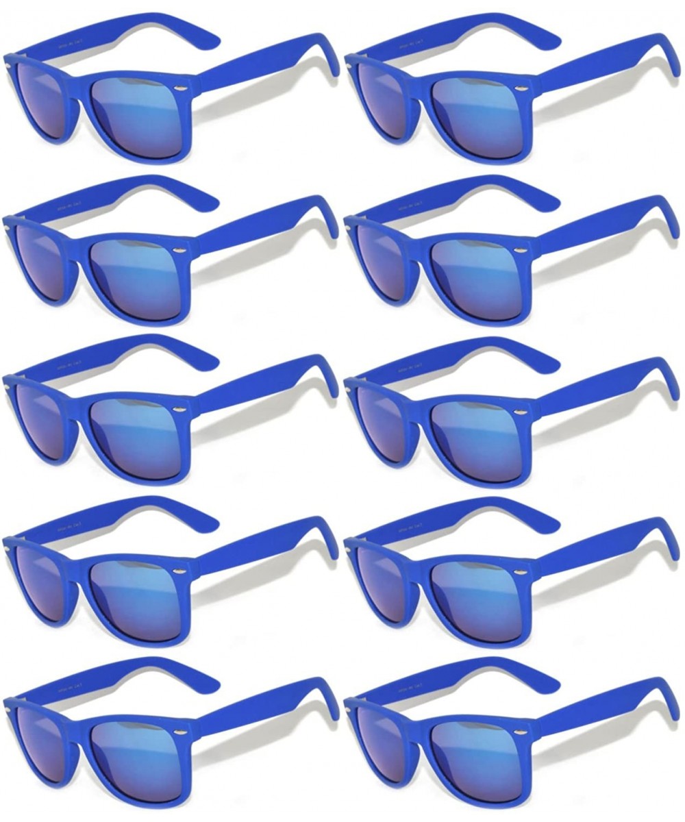 Wholesale Bulk Retro Vintage Mirrored Sunglasses Colored Matte Frame 10 Pairs OWL - 10_pairs_blue_dark_matte - CC127L4LFZD $1...