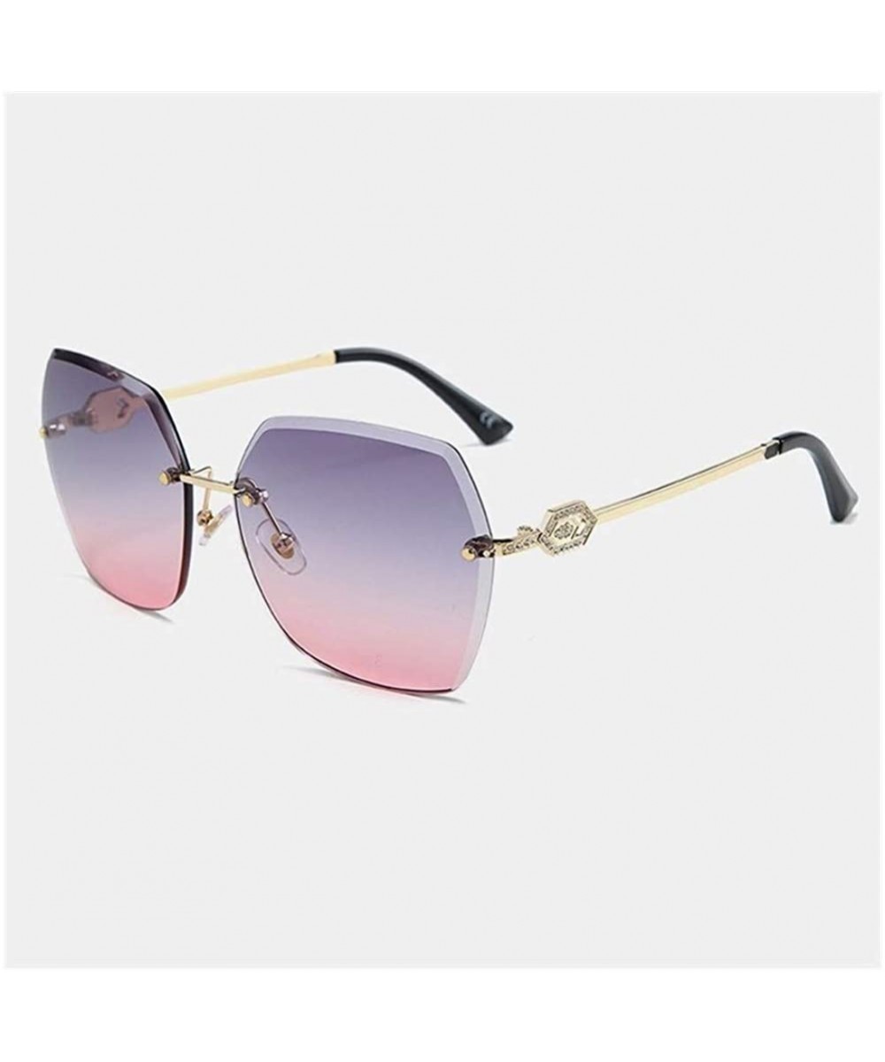 Oversized Rimless Trimming Edge Sunglasses for Women Diamond Embellishment Legs Sun Glasses - CQ19844LSM9 $10.45 Rimless