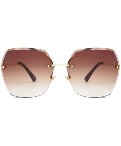 Oversized Rimless Trimming Edge Sunglasses for Women Diamond Embellishment Legs Sun Glasses - CQ19844LSM9 $10.45 Rimless