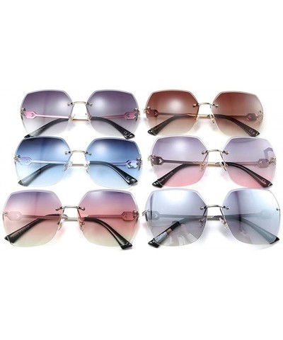 Oversized Rimless Trimming Edge Sunglasses for Women Diamond Embellishment Legs Sun Glasses - CQ19844LSM9 $10.45 Rimless