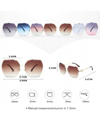 Oversized Rimless Trimming Edge Sunglasses for Women Diamond Embellishment Legs Sun Glasses - CQ19844LSM9 $10.45 Rimless