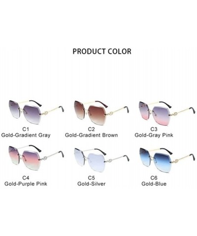 Oversized Rimless Trimming Edge Sunglasses for Women Diamond Embellishment Legs Sun Glasses - CQ19844LSM9 $10.45 Rimless