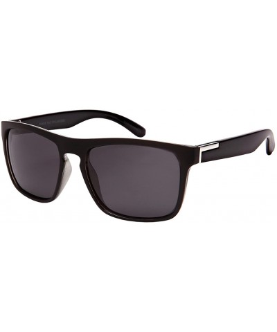 Two Tone Square Plastic Sunglasses w/Polarized Lens 540825TT-P - Clear Grey+matte Black - C9182LI7DML $9.36 Square