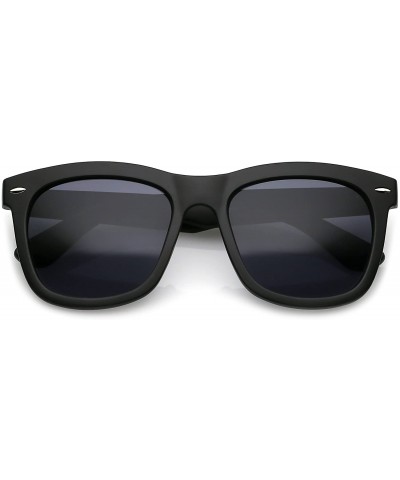 Classic Metal Rivet Thick Arms Square Lens Horn Rimmed Sunglasses 55mm - Matte Black / Smoke - CD182GHUTH5 $6.45 Wayfarer