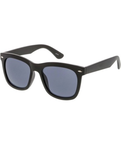 Classic Metal Rivet Thick Arms Square Lens Horn Rimmed Sunglasses 55mm - Matte Black / Smoke - CD182GHUTH5 $6.45 Wayfarer