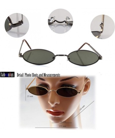 Retro Thick Frame Slim Wide Oval Flat Lens Smoke Mirror Sunglasses A242 - Gold Brown - CP18KOQ23Z4 $8.14 Oval