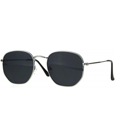 Classy Vintage Fashion Sunglasses Thin Metal Hexagon Shape Frame UV 400 - Silver (Black) - C91894OG9X3 $5.22 Aviator