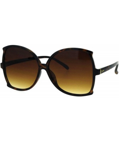 Womens Flat Lens Bat Shape Butterfly Plastic Oversize Fashion Sunglasses - Tortoise Brown - C417XHWK8XL $7.60 Butterfly