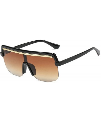 Fashion New Trend Big Frame One-piece Brand Designer Large Hinge Metal Chain Sunglasses - C5 - C718TOTL8LU $8.01 Goggle