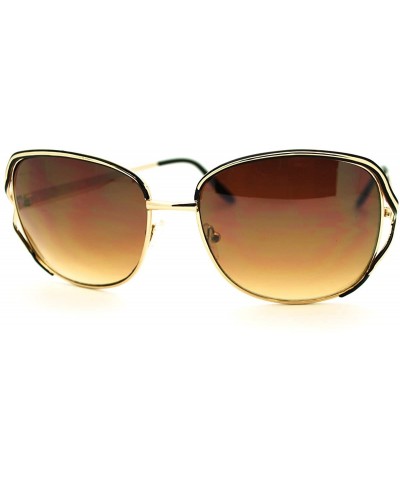 Soft Square Metal Frame Womens Designer Style Sunglasses - Gold Black - CV1864AMY3C $7.03 Square