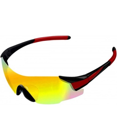 Polarized Sports Sunglasses UV 400 Protection for Men Women Sunglasses - Red Temple/Yellow Lens - CU190TL3Q3Y $8.87 Sport