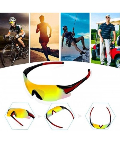 Polarized Sports Sunglasses UV 400 Protection for Men Women Sunglasses - Red Temple/Yellow Lens - CU190TL3Q3Y $8.87 Sport