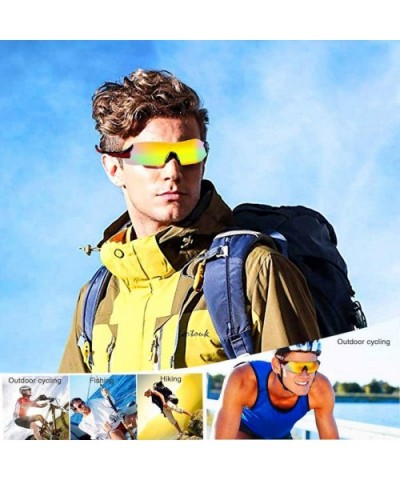 Polarized Sports Sunglasses UV 400 Protection for Men Women Sunglasses - Red Temple/Yellow Lens - CU190TL3Q3Y $8.87 Sport