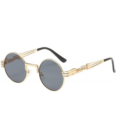 Womens Sunglasses Round Punk Fashion Sunglasses Small - Golden Frame+grey Lens - CJ18Q4L4WQG $21.60 Round