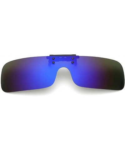 Unisex Polarized Clip On Sunglasses Men One Piece Lens Sun Glasses Clip - Blue Mirror - CB18E9NQ3D4 $5.93 Rectangular