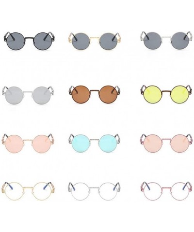 Womens Sunglasses Round Punk Fashion Sunglasses Small - Golden Frame+grey Lens - CJ18Q4L4WQG $21.60 Round