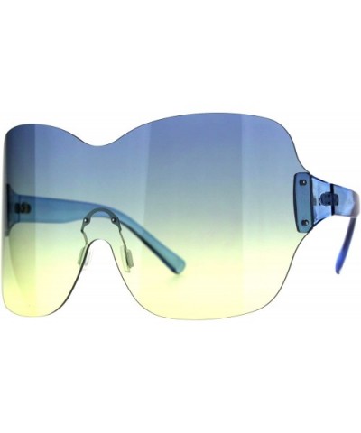 Large Coverage Mask Style Shield Gradient Futuristic Sunglasses - Blue Yellow - CU18DC5NWM0 $12.81 Shield