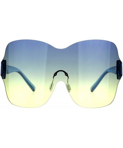 Large Coverage Mask Style Shield Gradient Futuristic Sunglasses - Blue Yellow - CU18DC5NWM0 $12.81 Shield