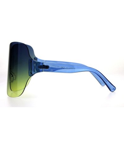 Large Coverage Mask Style Shield Gradient Futuristic Sunglasses - Blue Yellow - CU18DC5NWM0 $12.81 Shield