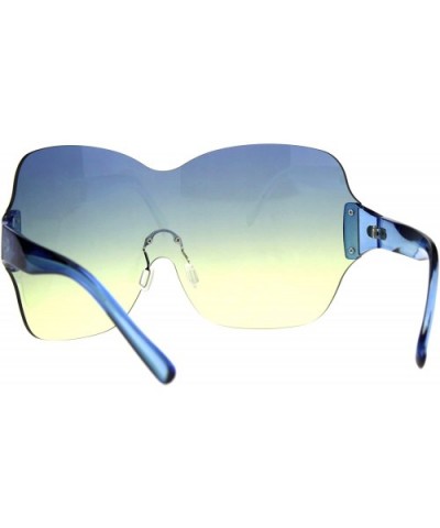 Large Coverage Mask Style Shield Gradient Futuristic Sunglasses - Blue Yellow - CU18DC5NWM0 $12.81 Shield