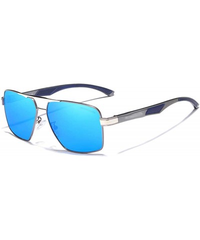 Aluminum Men Sunglasses Polarized Lens Brand Design Temples Sun Glasses Coating Mirror - Gun Blue - CH198AC2G8D $30.90 Sport