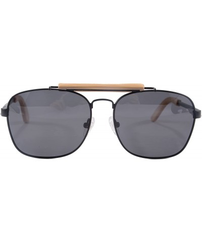 Men's Polarized Sunglasses Classic UV400 Wooden Sun Glasses - Z1566 - Black/Natural Bamboo - C212FZ176WZ $20.40 Aviator