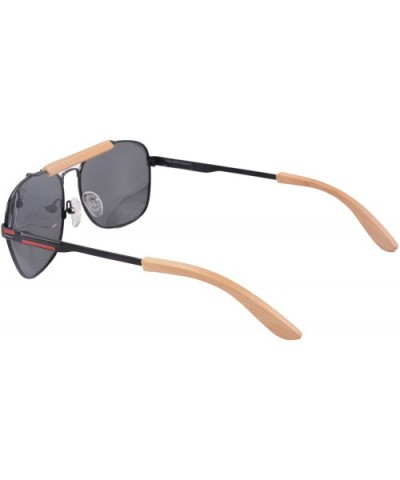 Men's Polarized Sunglasses Classic UV400 Wooden Sun Glasses - Z1566 - Black/Natural Bamboo - C212FZ176WZ $20.40 Aviator