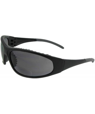 Wrap Around Bifocal Sunglasses With Rubber Nose Pads B29 - Flat Black Frame-gray Lenses - CN1896N8WWS $15.39 Wrap