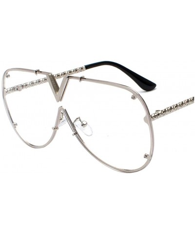 Luxury Sunglasses Men Women V-Shaped Trendy Driving Sunglasses UV400 Eyewear - C8-silver Frame Plain Lens - CU18X8GD6AT $14.9...