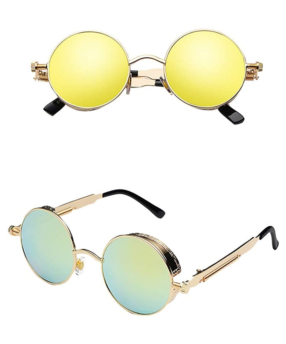 UV Protection Sunglasses for Women Men Full rim frame Round Plastic Lens Metal Frame Sunglass - CC19033L45T $8.81 Oval