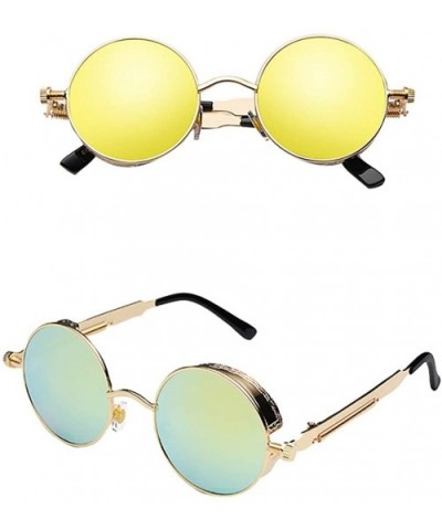 UV Protection Sunglasses for Women Men Full rim frame Round Plastic Lens Metal Frame Sunglass - CC19033L45T $8.81 Oval