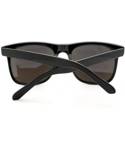 Unisex Oversized Black Square Frame Sunglasses Multicolor Mirror Lens - Black - CP11XBDA98R $7.55 Wayfarer