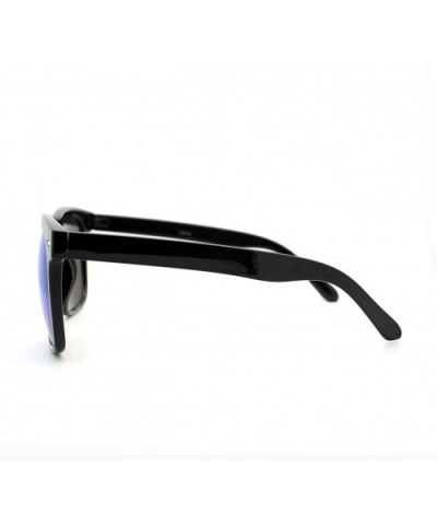 Unisex Oversized Black Square Frame Sunglasses Multicolor Mirror Lens - Black - CP11XBDA98R $7.55 Wayfarer
