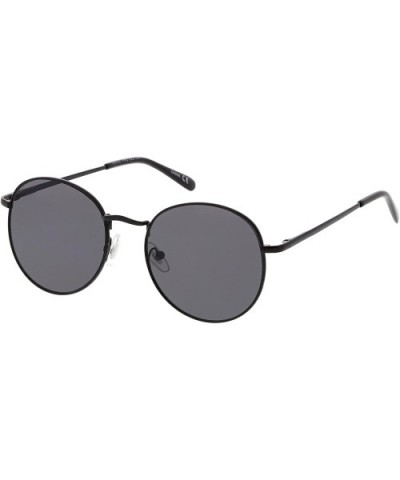 Classic Slim Metal Neutral Colored Flat Lens Round Sunglasses 50mm - Black / Smoke - CL183X523NQ $6.63 Round