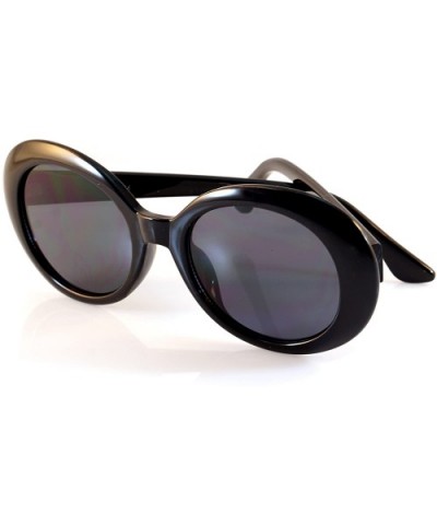 Retro Round Oval Goggle Sunglasses Smoke Color Tinted A126 A127 - Black/ Black Sd - CH18C30OZG7 $5.03 Goggle