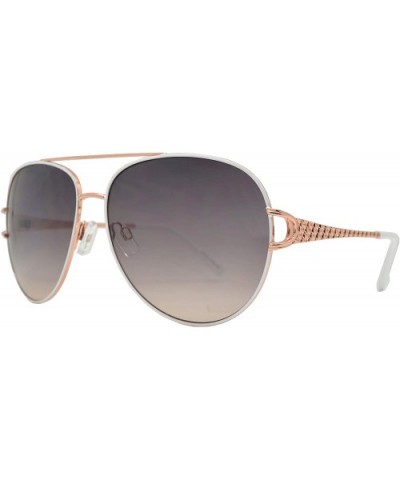 Classic Aviator Design Inspired Fashion Sunglasses for Women - White + Brown - CE18I5A28W0 $7.64 Aviator