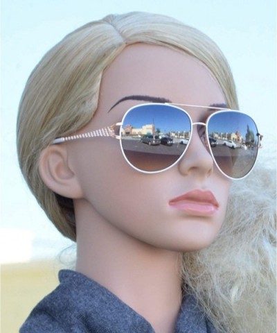 Classic Aviator Design Inspired Fashion Sunglasses for Women - White + Brown - CE18I5A28W0 $7.64 Aviator