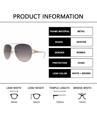 Classic Aviator Design Inspired Fashion Sunglasses for Women - White + Brown - CE18I5A28W0 $7.64 Aviator