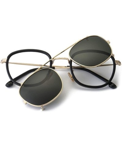 Sunglasses square sunglasses multi purpose equipped - Gold Frame Dark Green - C818X9IWLY3 $53.85 Square