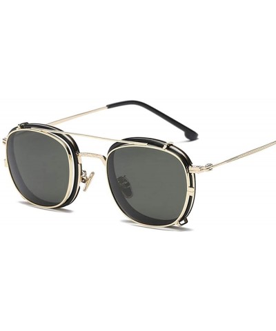 Sunglasses square sunglasses multi purpose equipped - Gold Frame Dark Green - C818X9IWLY3 $53.85 Square